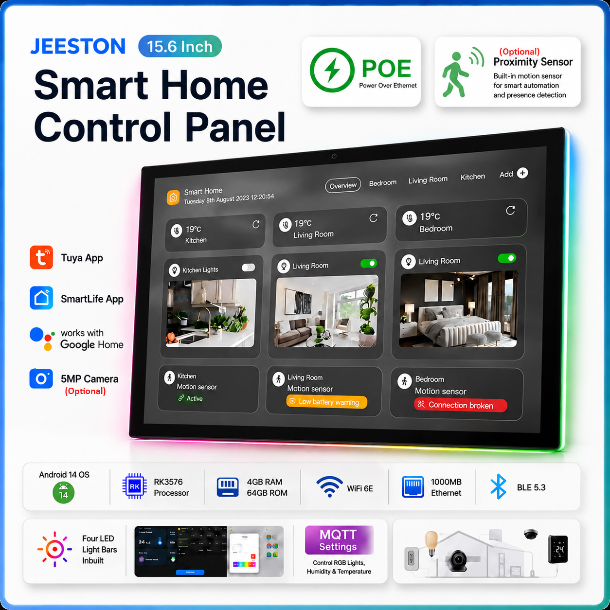 Smart Home Touchscreen Control Panel - 15.6 Inch InWall Smart Home Control