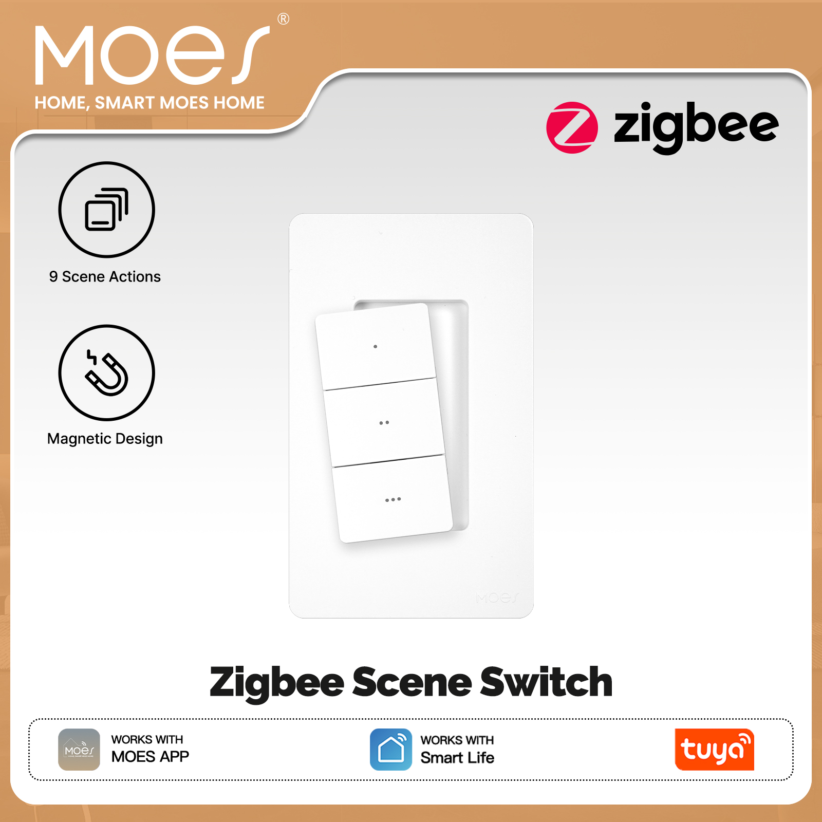 MOES Tuya Zigbee Smart Wireles - огляд і ціна Smart Light Switch