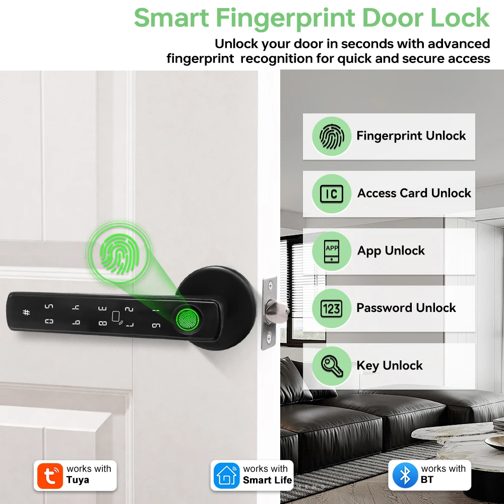 Tuya Bluetooth Smart Fingerpri - огляд і ціна Smart Home Door Lock